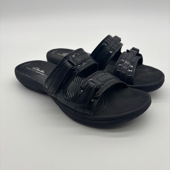 Clarks Shoes - Clarks Cloudsteppers Slide Sandals Women 7 Black Arla Glison Adjustable Straps